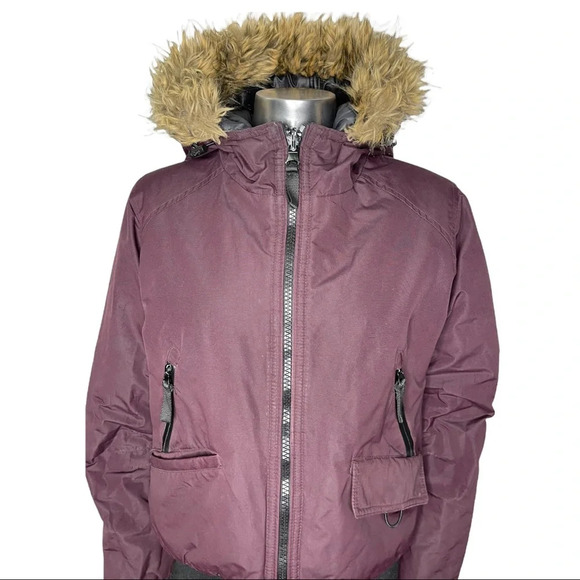 🛍️3/$40 Reversible Bomber Jacket w/ Faux Fur  Trim on Hood Winter Coat - Picture 4 of 12